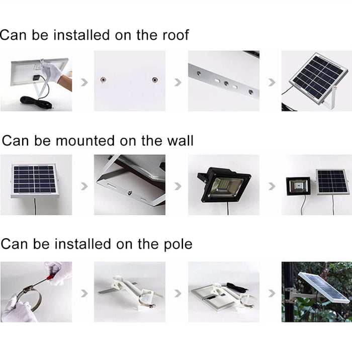 10W IP67 Waterproof Solar Flood Light with 100 LEDs and Remote Control