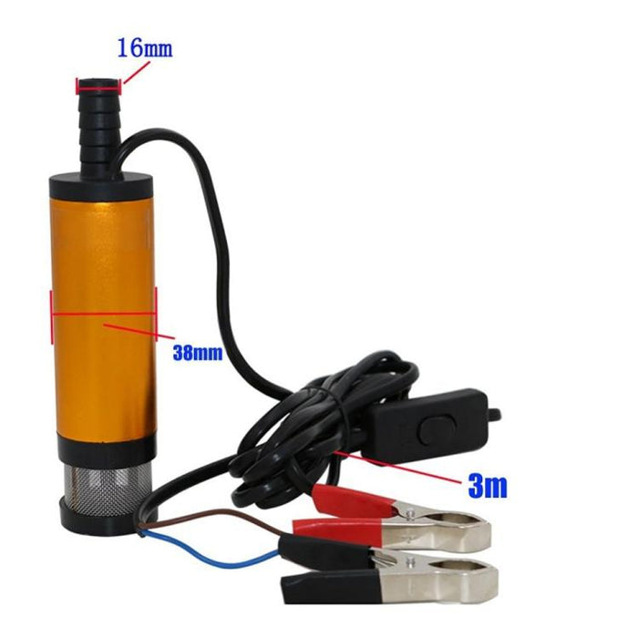 24V Car Electric DC Fuel Pump Submersible Pump with 8mm Tyre Inflator Connector and 38mm External Filter