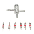 4 in 1 Tire Valve Remover Tool with 6 Car Trunk Motorcycles Tire Valves