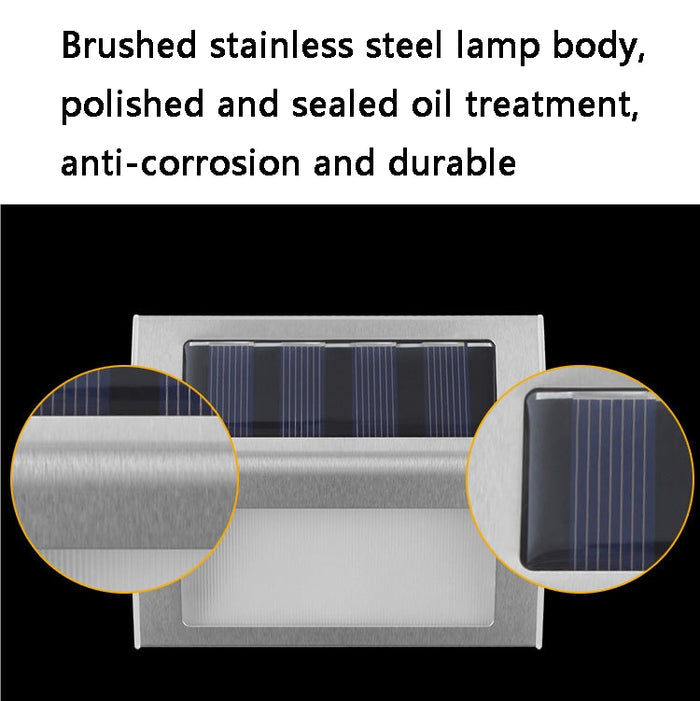 6 LED Solar Stainless Steel Stair Light - Wall Lamp for Outdoor Use