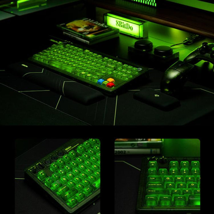 8BitDo Retro87 Keyboard - Mechanical Retro RGB Lighting Green Transparent Design with Large Keys