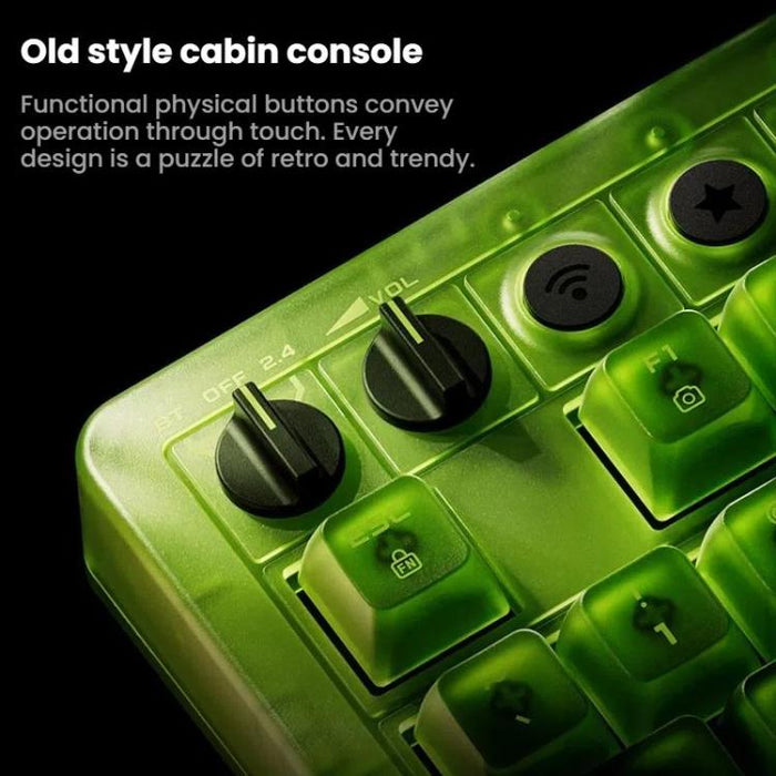 8BitDo Retro87 Keyboard - Mechanical Retro RGB Lighting Green Transparent Design with Large Keys