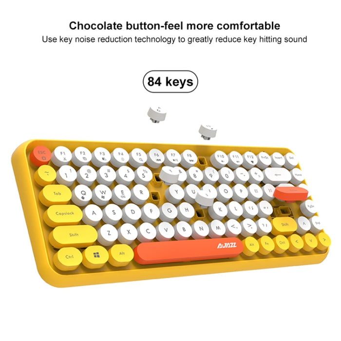 Ajazz Bluetooth Keyboard 308I - 84 Keys Tablet, Mobile Phone, and Computer Wireless Yellow Keyboard for Office and Home