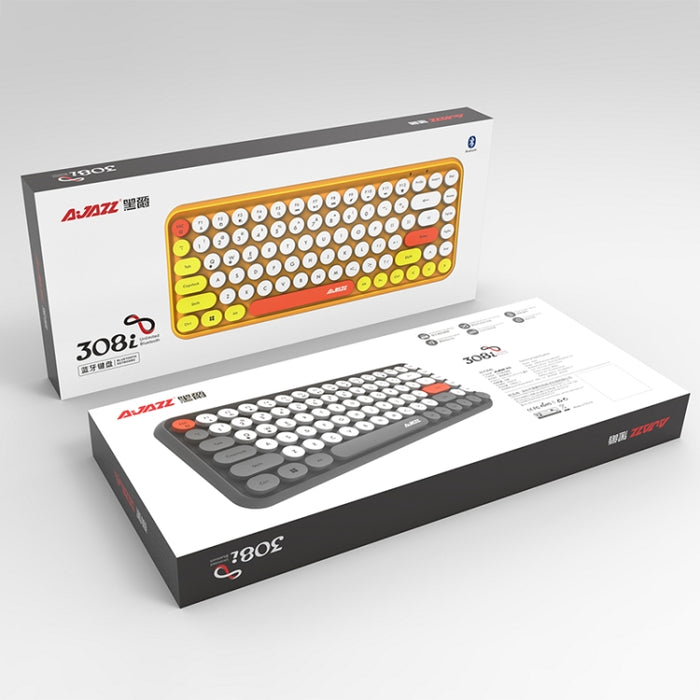 Ajazz Bluetooth Keyboard 308I - 84 Keys Tablet, Mobile Phone, and Computer Wireless Yellow Keyboard for Office and Home