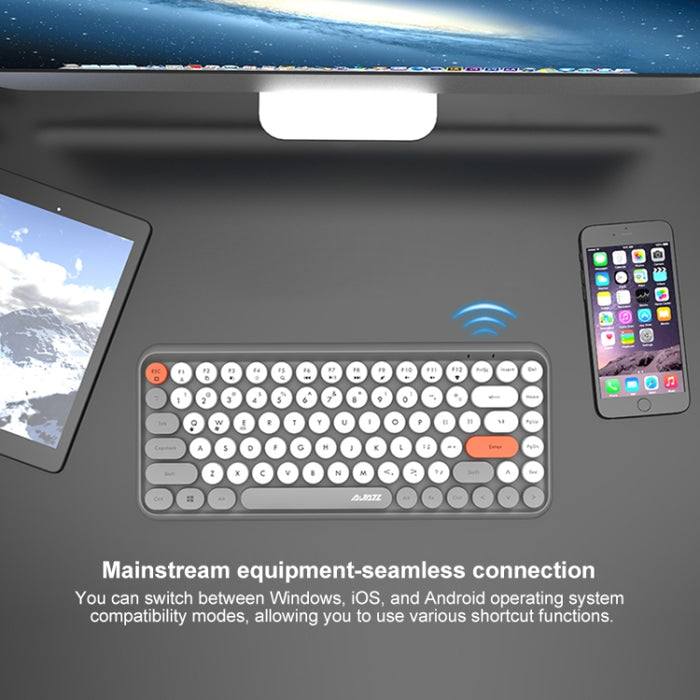 Ajazz Bluetooth Keyboard 308I - 84 Keys Tablet, Mobile Phone, and Computer Wireless Yellow Keyboard for Office and Home
