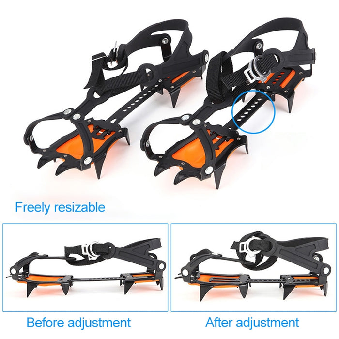Aotu Ice Gripper Shoes Covers - 10 Teeth Anti-Slip Ice Gripper for Snow Climbing, Available in Orange and Yellow