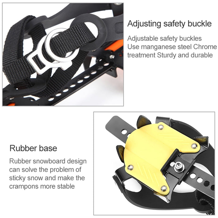 Aotu Ice Gripper Shoes Covers - 10 Teeth Anti-Slip Ice Gripper for Snow Climbing, Available in Orange and Yellow