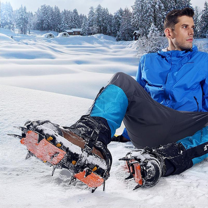 Aotu Ice Gripper Shoes Covers - 10 Teeth Anti-Slip Ice Gripper for Snow Climbing, Available in Orange and Yellow
