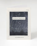 A Cognitive Surplus Astronomical Plate: November Meteors Seasons Greetings Card with a starry sky and the words seasons greetings.
