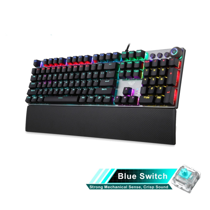 AULA F2088 Mechanical Gaming Keyboard - 108 Keys Wired USB with Mixed Light and Metal Buttons