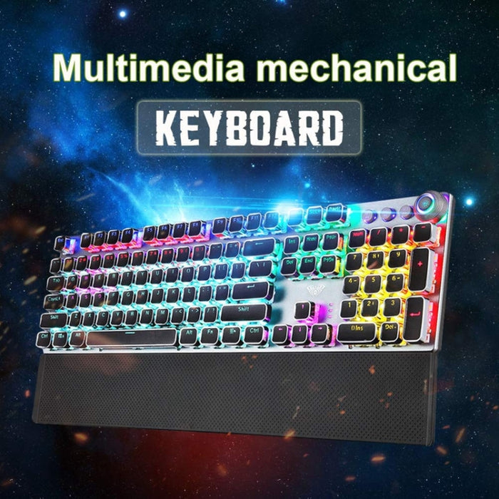 AULA F2088 Mechanical Gaming Keyboard - 108 Keys Wired USB with Mixed Light and Metal Buttons