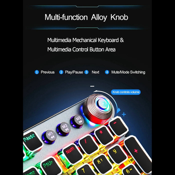 AULA F2088 Mechanical Gaming Keyboard - 108 Keys Wired USB with Mixed Light and Metal Buttons