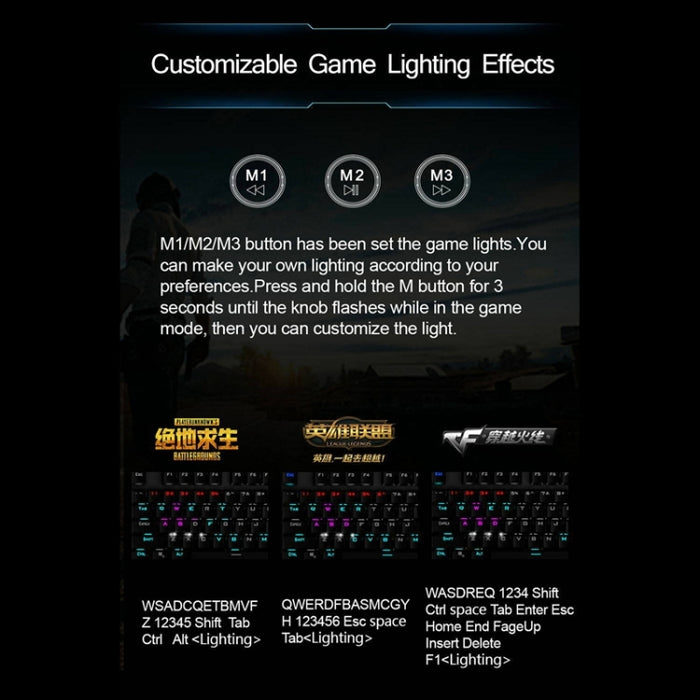 AULA F2088 Mechanical Gaming Keyboard - 108 Keys Wired USB with Mixed Light and Metal Buttons