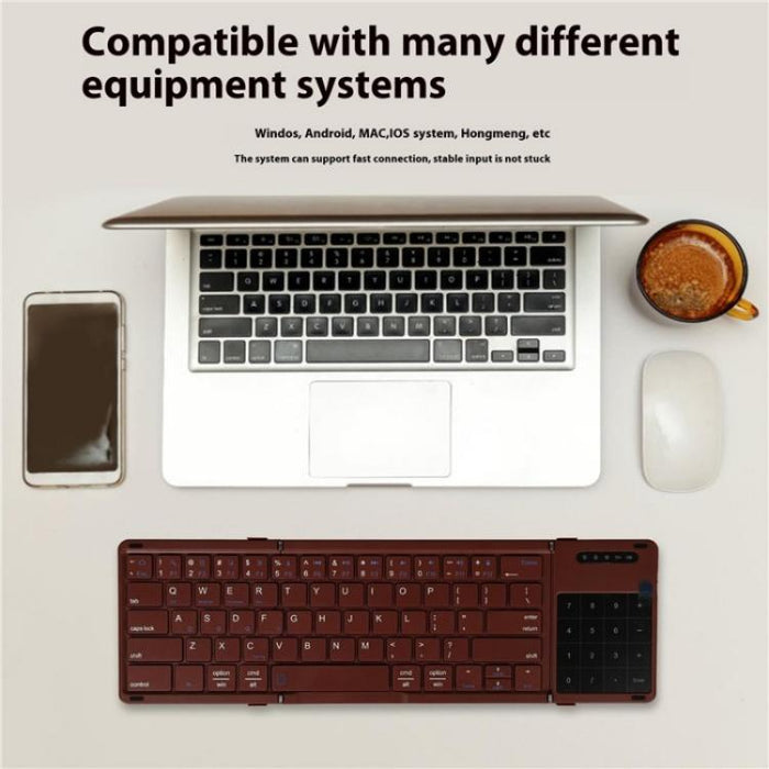 B077T Portable Wireless Bluetooth Keyboard with Touchpad - Foldable and Compact Design