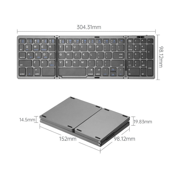 B089 Bluetooth Foldable Keyboard with Numeric Pad - Portable Wireless Solution