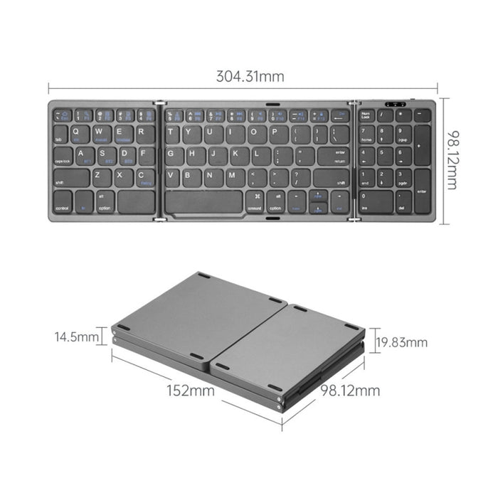 B089T Foldable Bluetooth Keyboard with Touchpad - Rechargeable and Portable