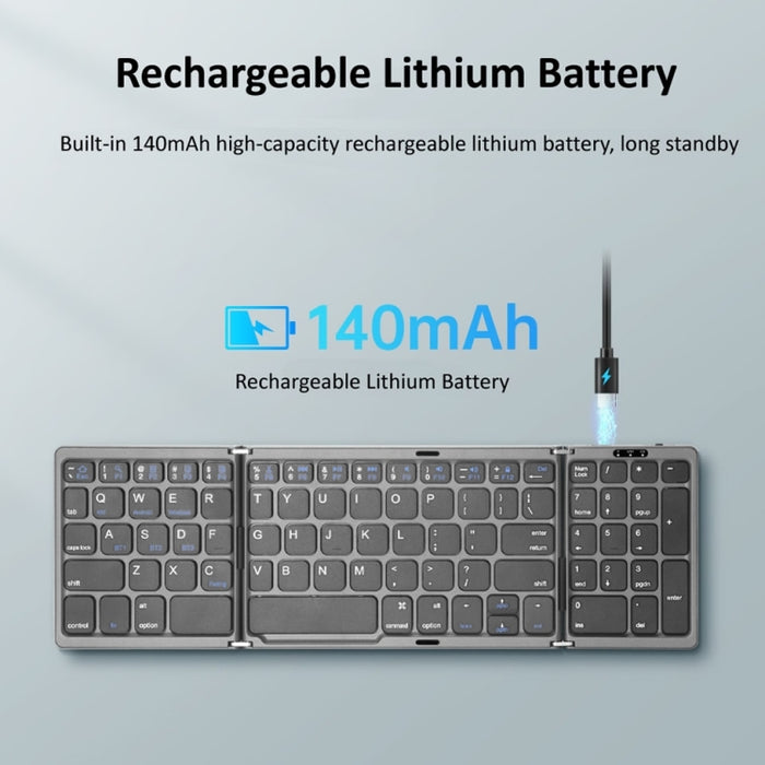 B089T Foldable Bluetooth Keyboard with Touchpad - Rechargeable and Portable
