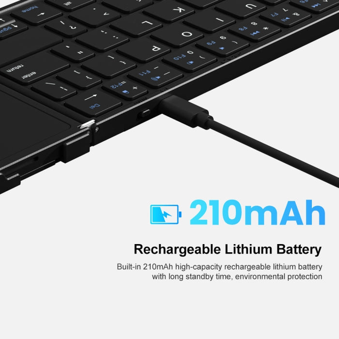 B1053 Leather Portable Bluetooth Keyboard - Tri-Fold Design for On-the-Go Typing