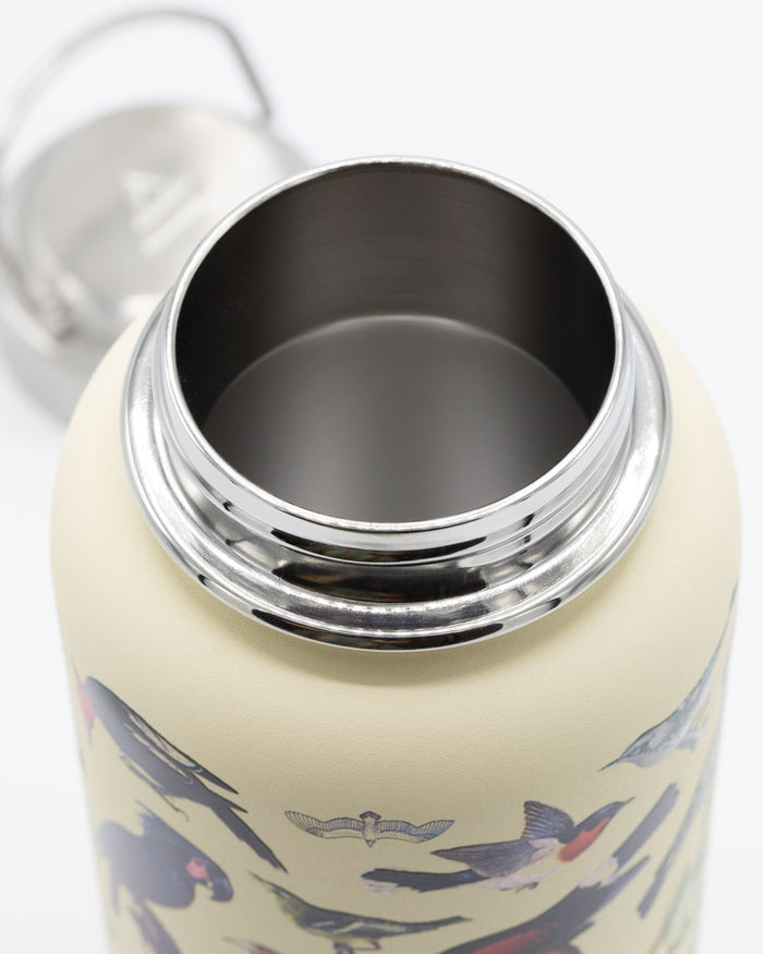 A Birds 32 oz Steel Bottle by Cognitive Surplus with birds on it.