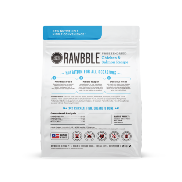 Bixbi Rawbble® Freeze-Dried Food for Dogs – Chicken & Salmon Recipe