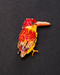 Black-backed Dwarf Kingfisher Beaded Brooch Pin - Trovelore