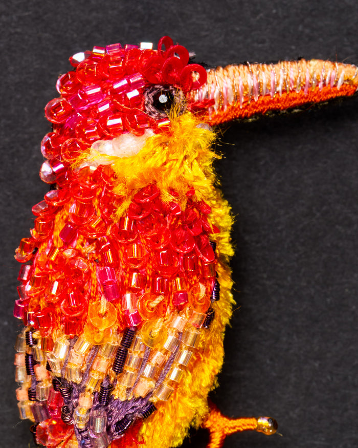 Black-backed Dwarf Kingfisher Beaded Brooch Pin - Trovelore