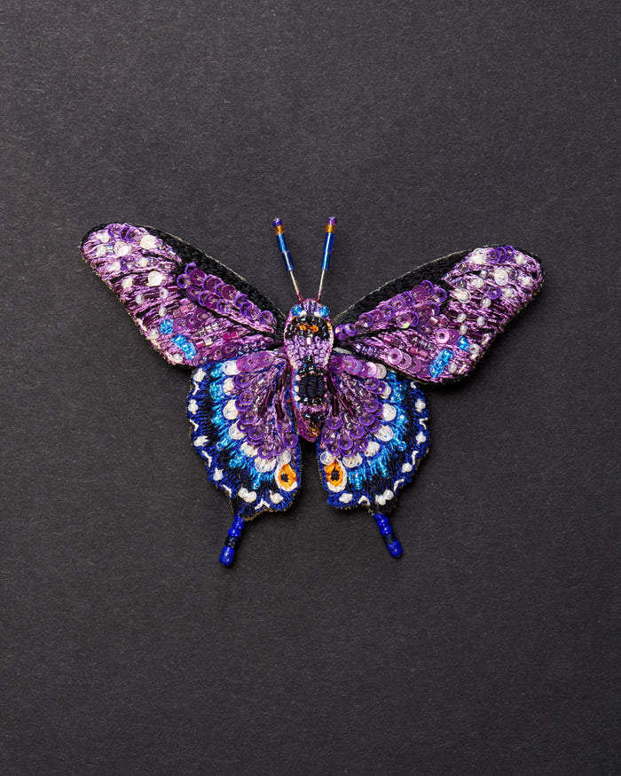 Black Swallowtail Butterfly Beaded Brooch Pin - Trovelore