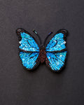 Blue Morpho Butterfly Beaded Brooch Pin - Trovelore