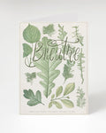 A Cognitive Surplus Breathe Greeting Card with leaves and the word breathe.