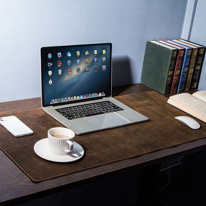 CF9011 Retro Leather Desk Pad - Crazy Horse Leather Notebook & Computer Mouse Mat
