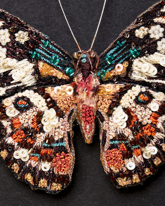 Chequered Swallowtail Butterfly Beaded Brooch Pin - Trovelore
