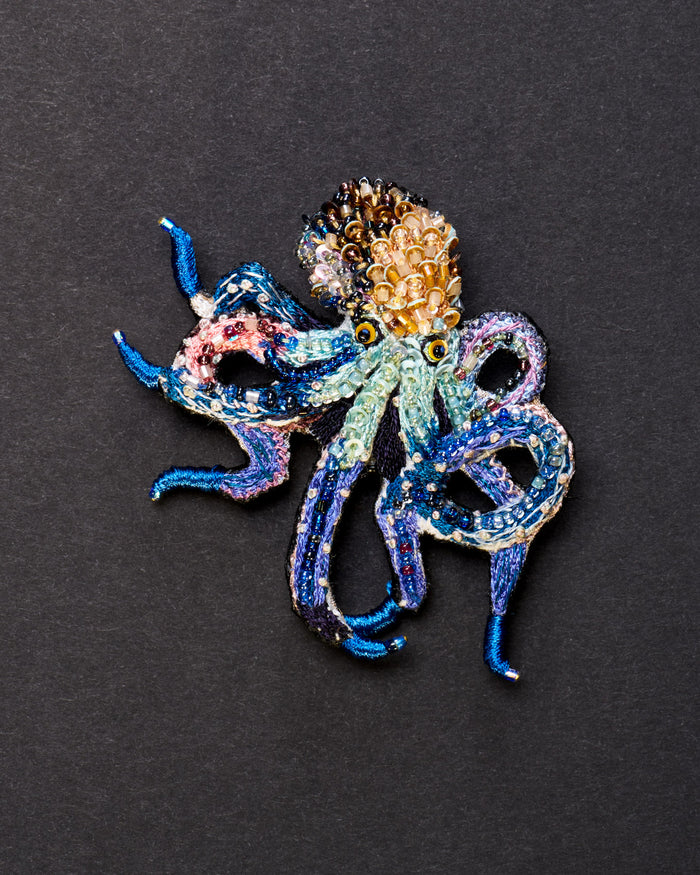 Day Octopus Beaded Brooch Pin - Trovelore