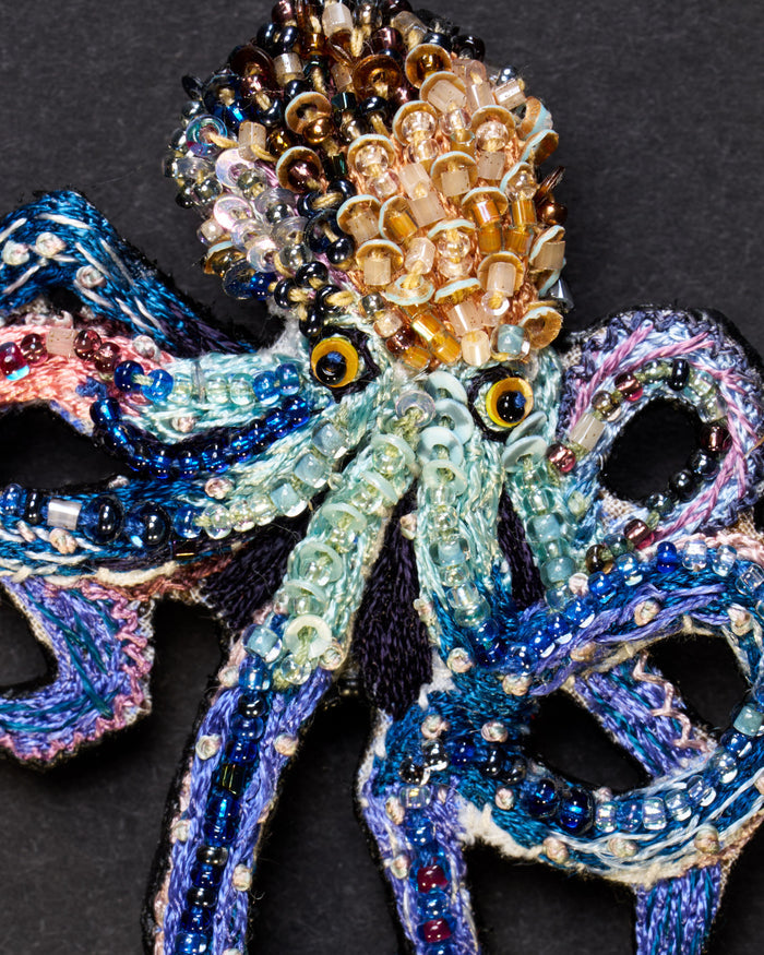 Day Octopus Beaded Brooch Pin - Trovelore