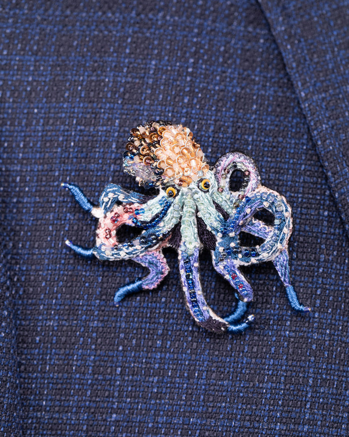Day Octopus Beaded Brooch Pin - Trovelore
