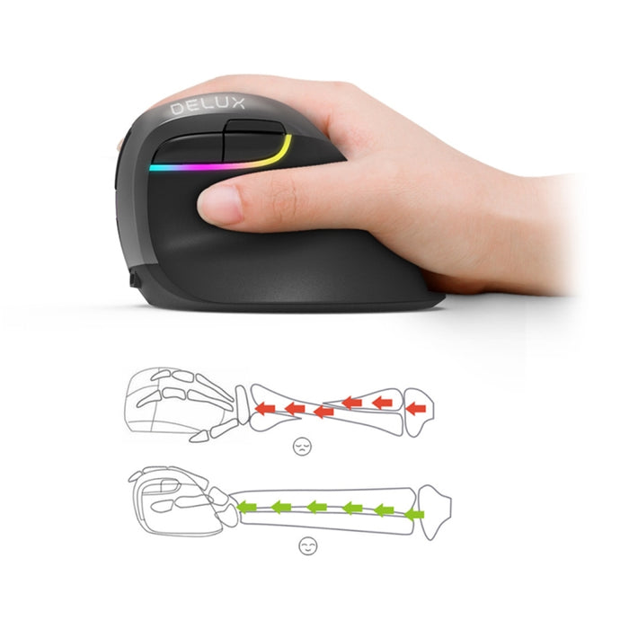 DELUX M618 Mini 2.4G Wireless Ergonomic Vertical Mouse Pink USB Rechargeable 2400DPI