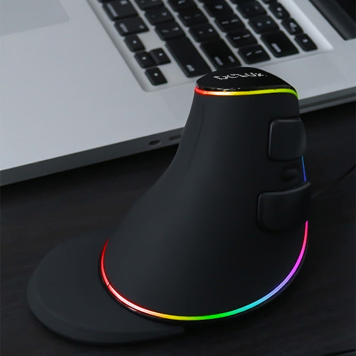 DELUX M618 Plus Ergonomic RGB Wired Optical Mouse - 4000DPI Vertical Design