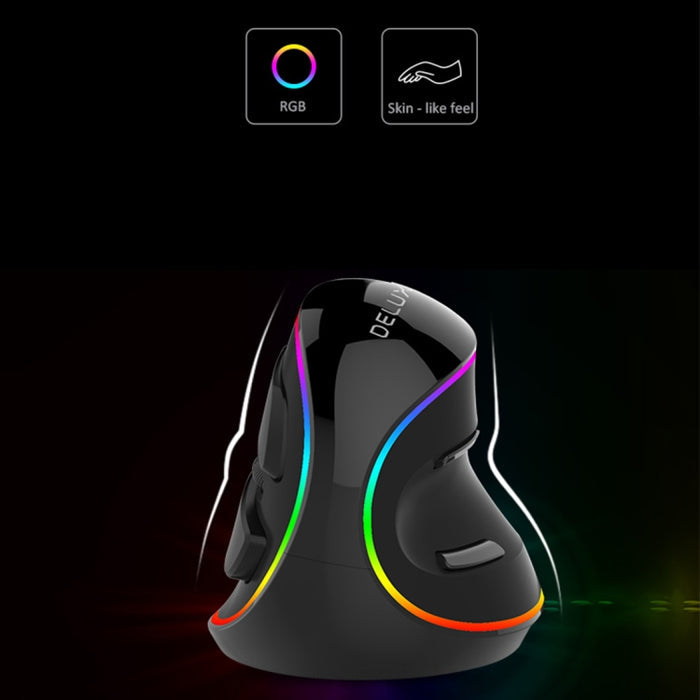DELUX M618 Plus Ergonomic RGB Wired Optical Mouse - 4000DPI Vertical Design