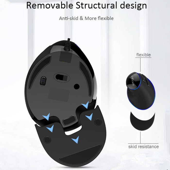 DELUX M618 Plus Wired Blue Version Ergonomic Vertical Optical Mouse