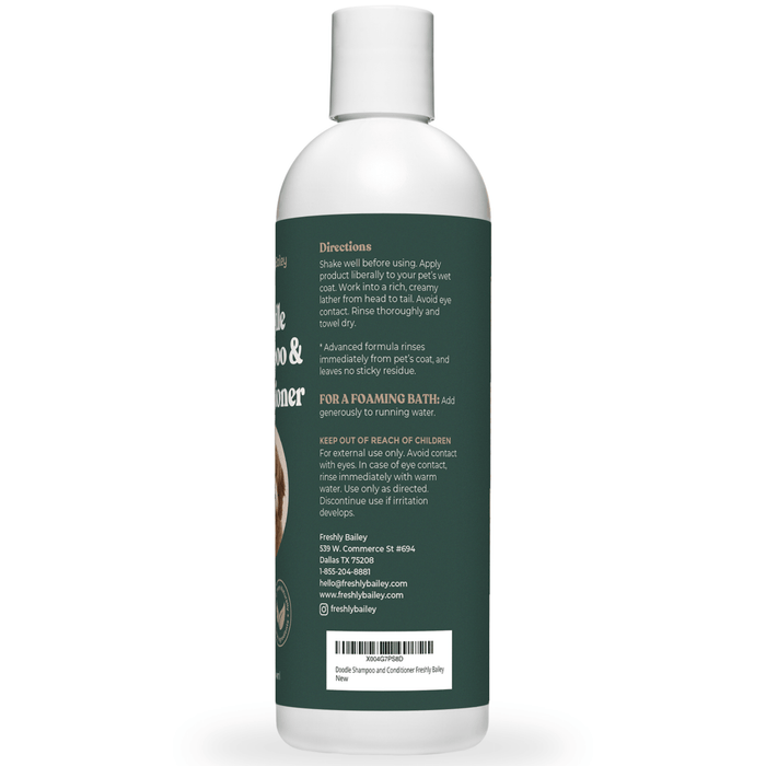 Side bottle shampoo and conditioner for goldendoodle