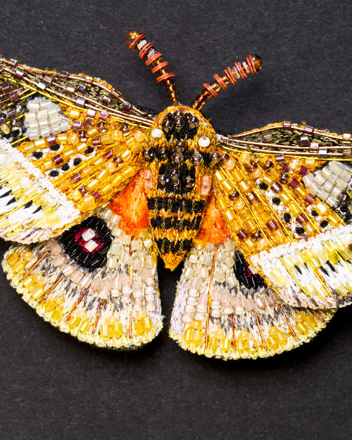 Emperor Moth Beaded Brooch Pin - Trovelore