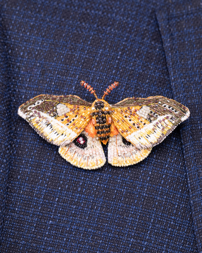 Emperor Moth Beaded Brooch Pin - Trovelore