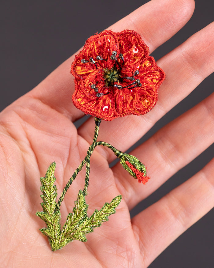 Field Poppy Brooch Pin - Trovelore
