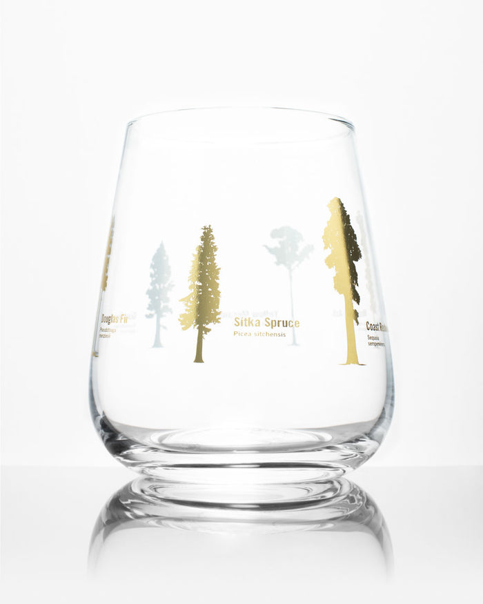 A Forest Giants Wine Glass with trees on it by Cognitive Surplus.