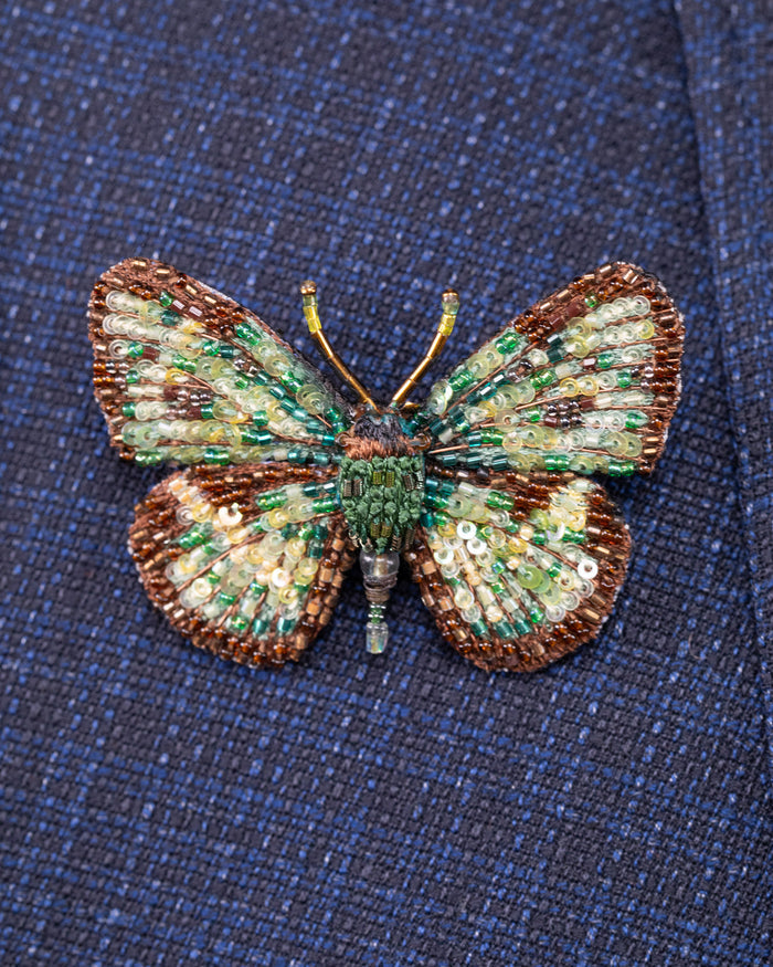 Four Spot Sailor Butterfly Beaded Brooch Pin - Trovelore