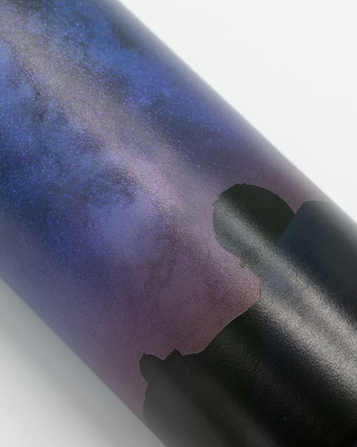A Gateway to the Stars 18 oz Steel Bottle with a silhouette of a person, made by Cognitive Surplus.