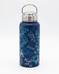 A Genetics & DNA 32 oz Steel Bottle with a blue design on it from Cognitive Surplus.