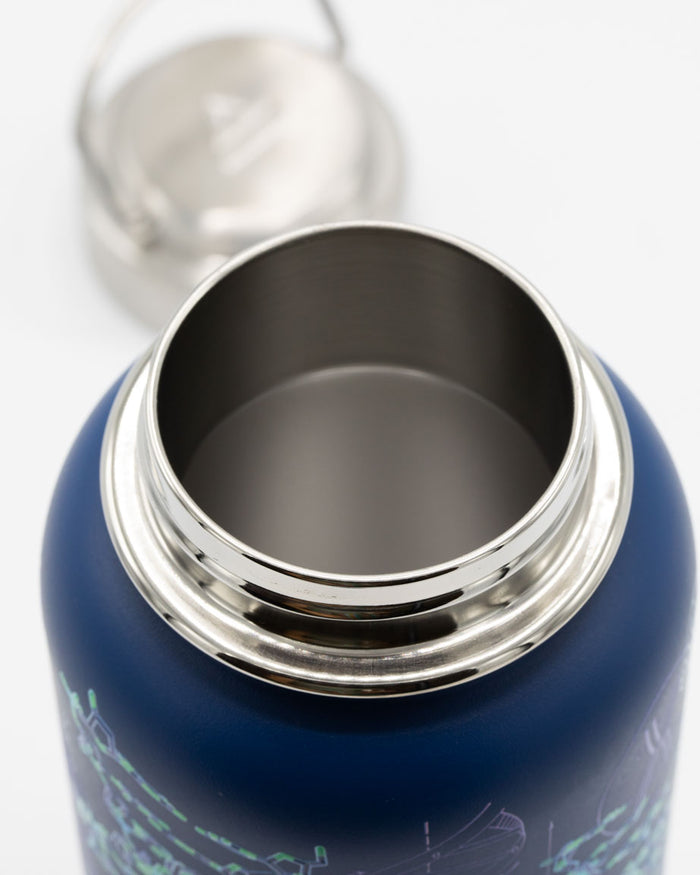 A Genetics & DNA 32 oz Steel Bottle with a silver lid by Cognitive Surplus.