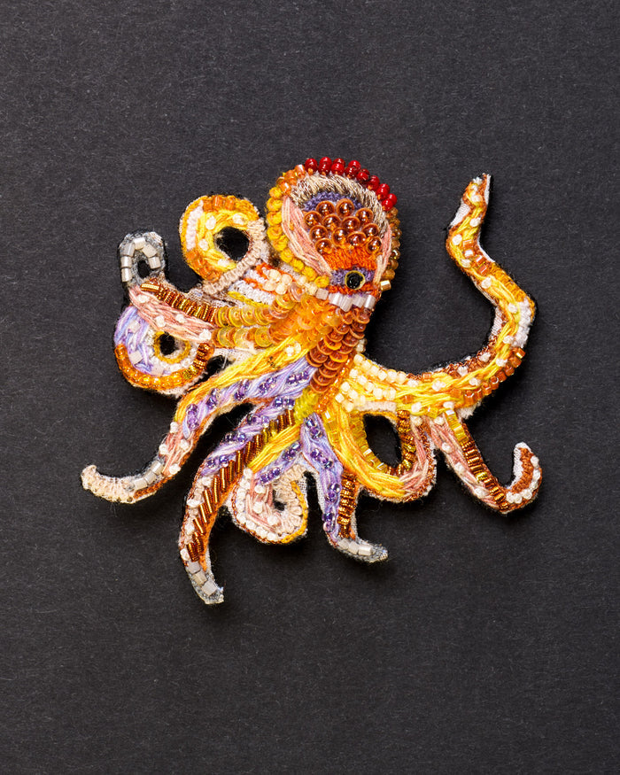 Giant Pacific Octopus Beaded Brooch Pin - Trovelore