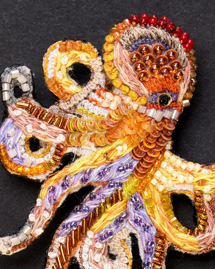 Giant Pacific Octopus Beaded Brooch Pin - Trovelore