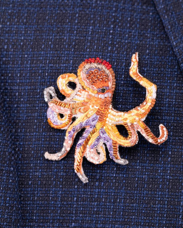Giant Pacific Octopus Beaded Brooch Pin - Trovelore
